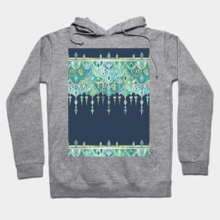 Art Deco Double Drop in Blues and Greens Hoodie